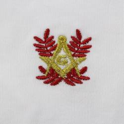 Gant Blanc Coton Franc Maçon broderie Rouge et Or.