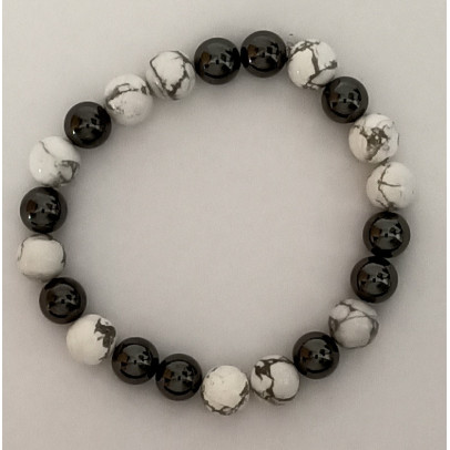 Bracelet boule noire, boule blanche.