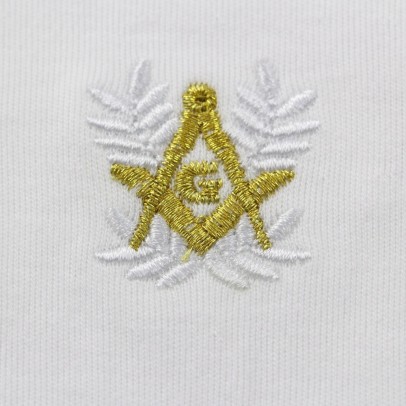 Gant Blanc Coton Franc Maçon broderie Blanche et Or.