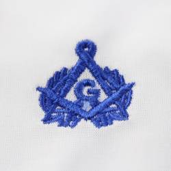 Gant Blanc Nylon Franc Maçon broderie Bleue.