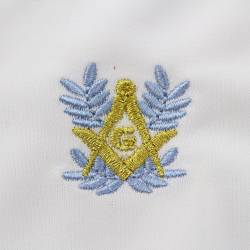 Gant Blanc Coton Franc Maçon broderie Blanche, bleue et Or.