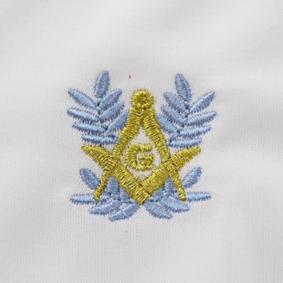 Gant Blanc Coton Franc Maçon broderie Blanche, bleue et Or.