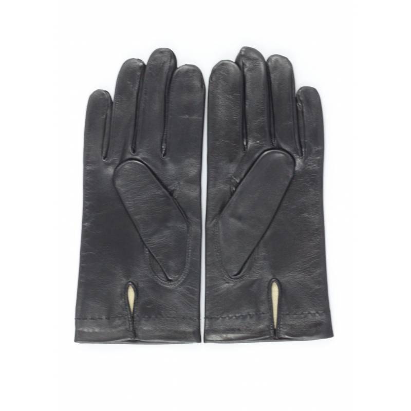 Gants noirs homme cuir d'agneau  Paire de gants doublés soie cuir noir