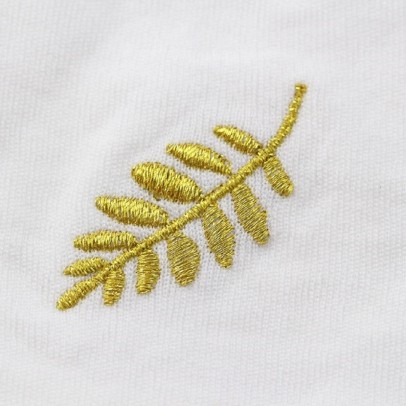 Gant Blanc Coton Franc Maçon broderie Feuille Acacia Dorée.