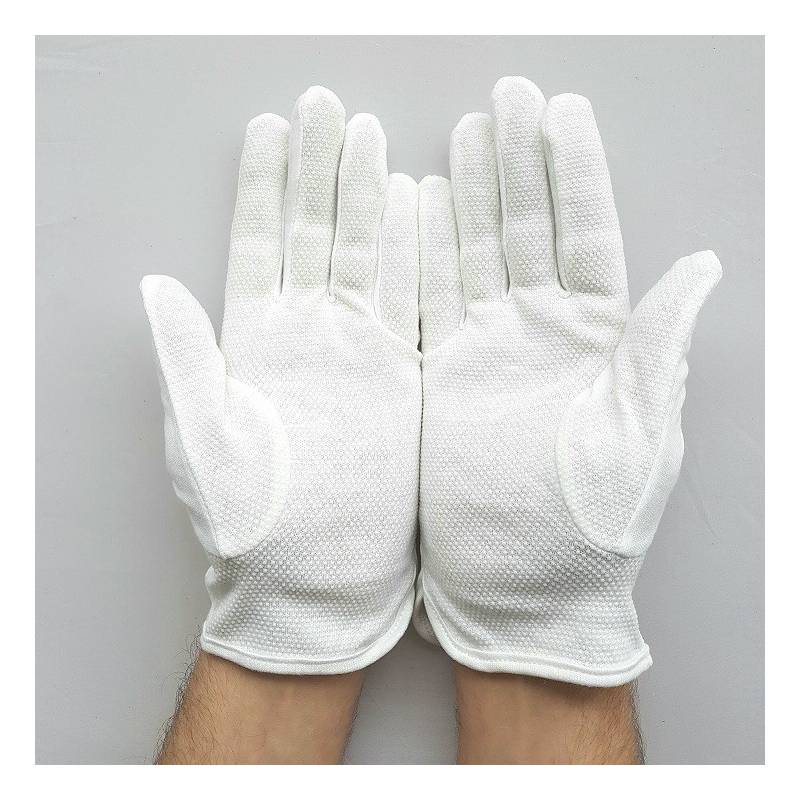 gants blanc coton avec grip pour petites et grandes mains.