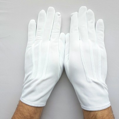 Gants de ceremonie nylon blanc - AMG Pro