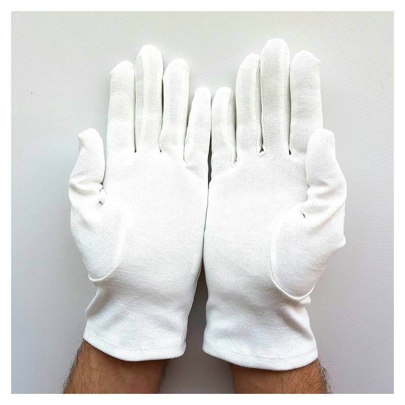 Gants maconniques blanc coton et lycra avec broderie Oudjat Or