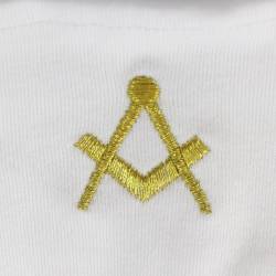 Gant Blanc Coton Franc Maçon broderie Equerre et compas  Dorée.