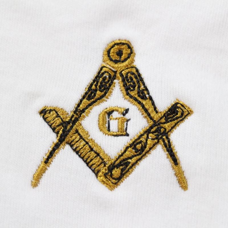 Gant Blanc Coton Franc Maçon broderie spéciale grade de compagnon.